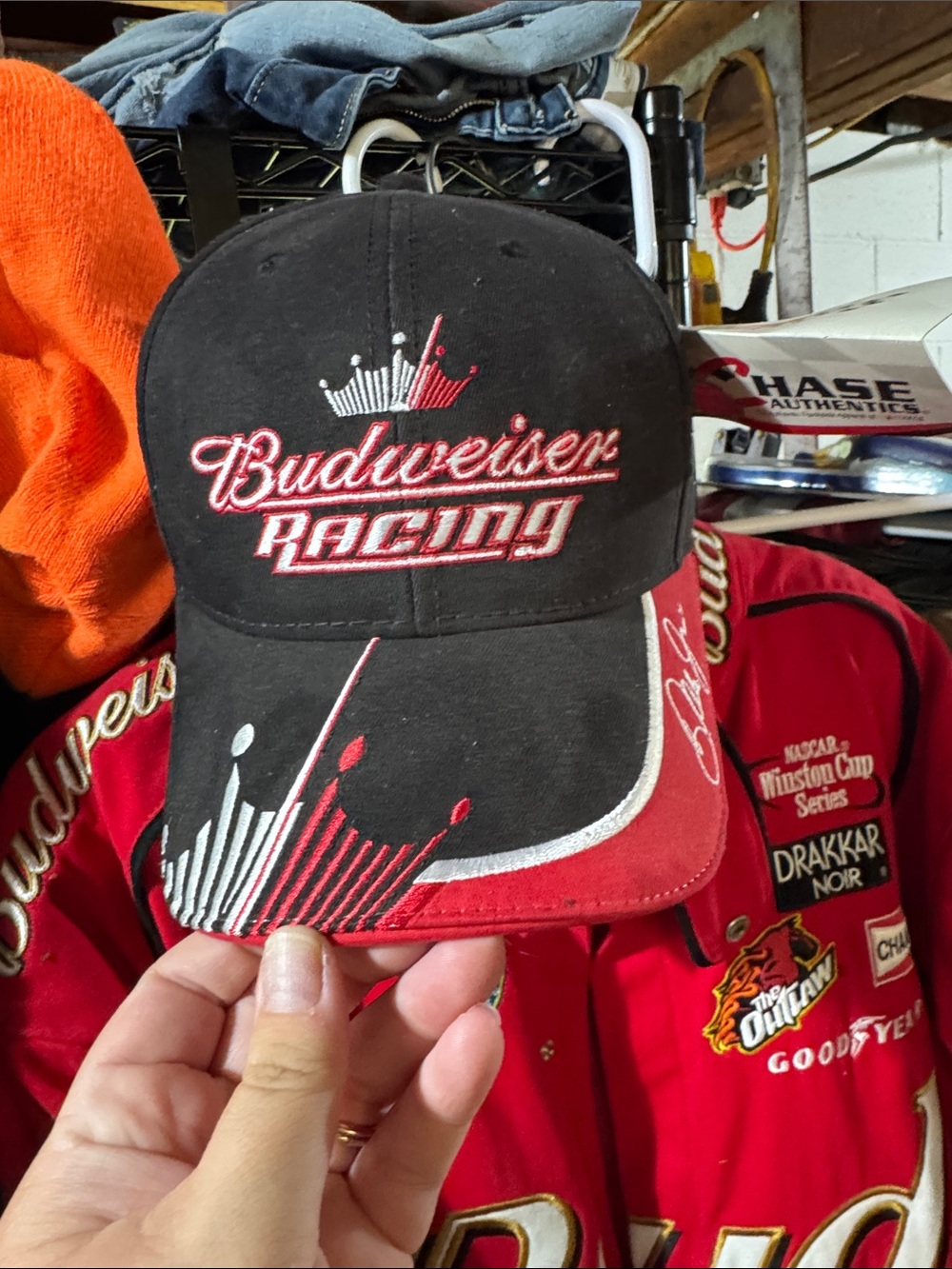 Budweiser Racing Black Red and White Baseball Cap